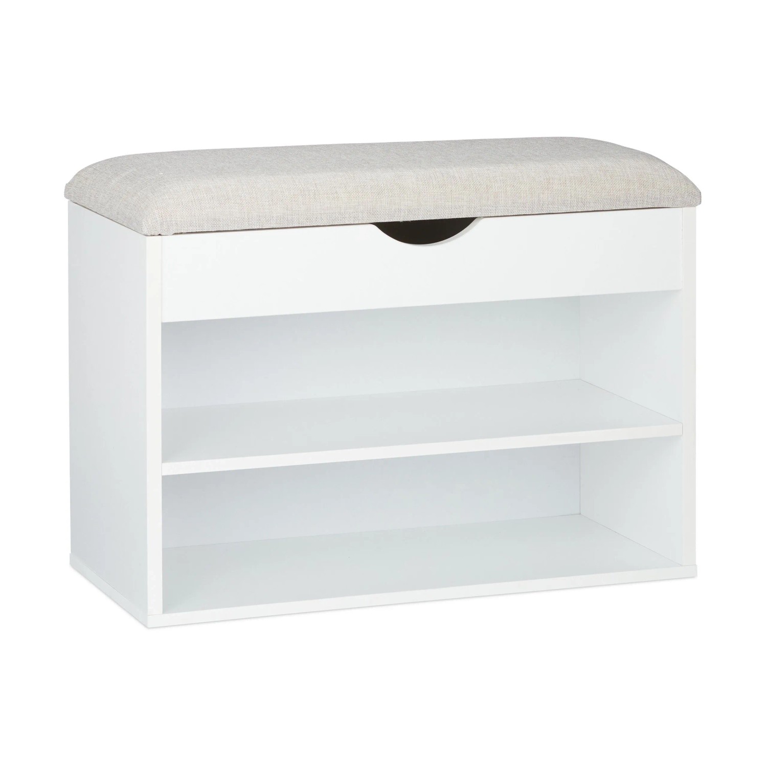 Relaxdays Schuhbank Holzwerkstoff Weiß Gepolstert 45 cm x 62 cm x 30 cm 10 kg