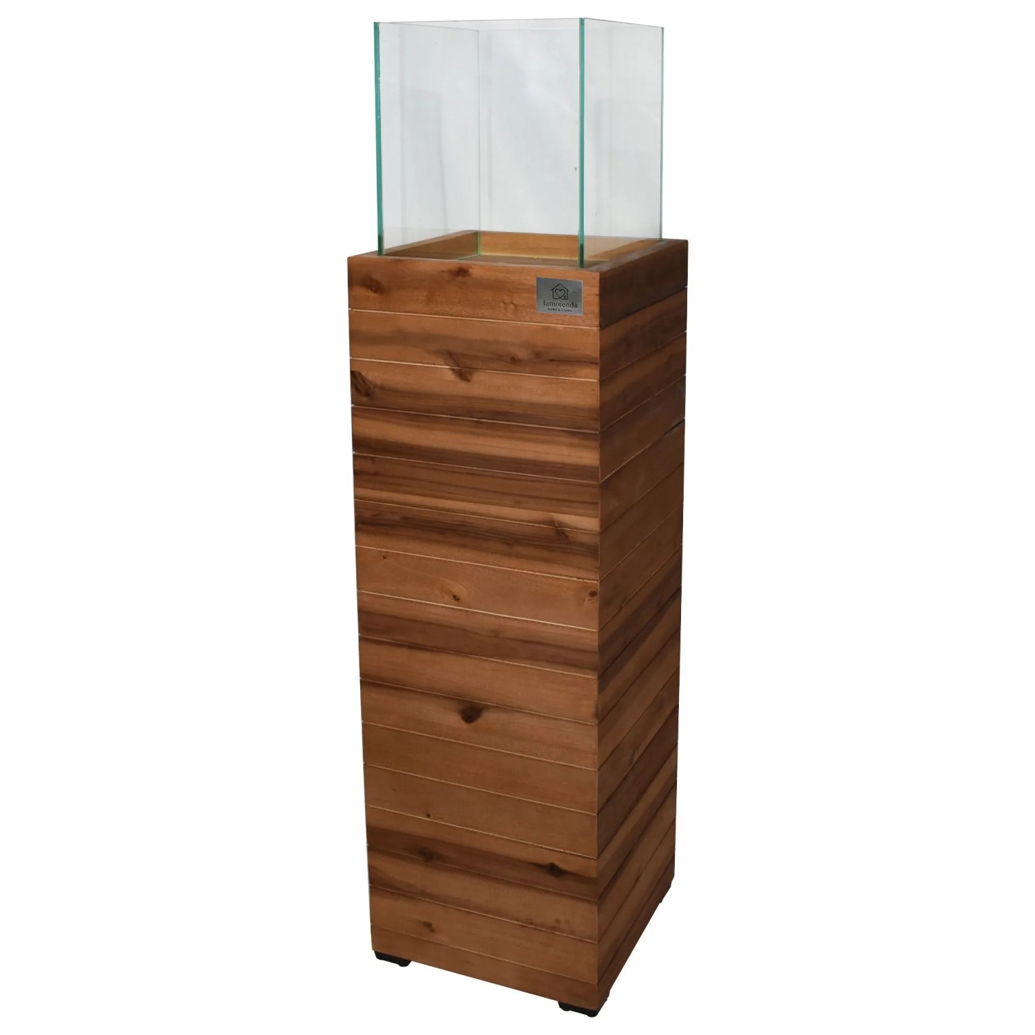 LAMORENDA Windlicht Akazienholz 26 x 26 x 100 cm Innen- und Außenbereich Dunkelbraun