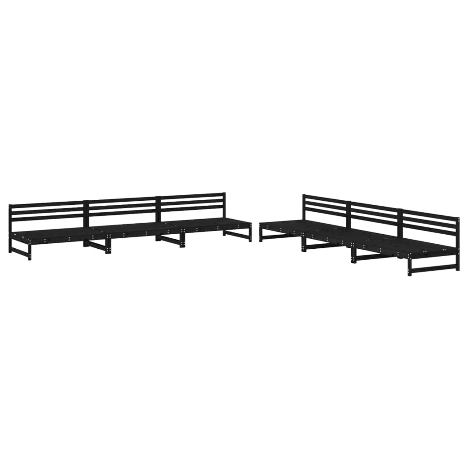 vidaXL 6-tlg Garten-Lounge-Set Schwarz Massivholz Kiefer Modell 28 günstig online kaufen