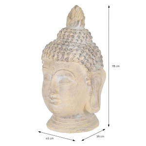 Beige-graue Buddha Figur (78cm) aus Kunststein für Garten & Haus.