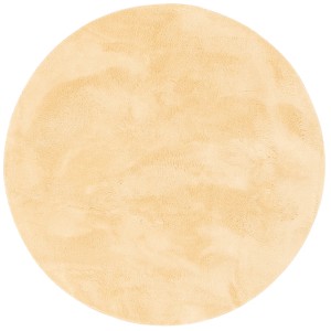 Runder, gelber Fellteppich (120x120cm) von Pergamon Luxus Super Soft. Kurzflorteppich für Wohnzimmer & Schlafzimmer.