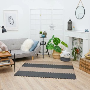 LittleTom Puzzlematte, 18-teilig, schwarz & braun, als Spielteppich im Wohnzimmer.