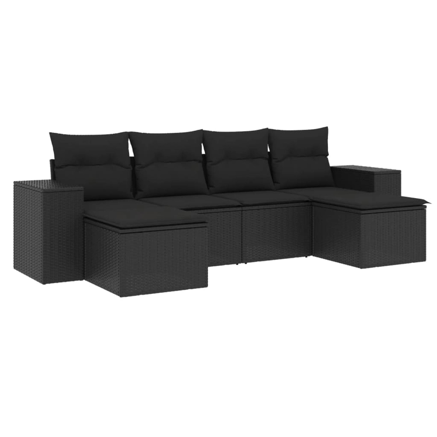 vidaXL 6-Tlg Garten-Sofagarnitur mit Kissen Schwarz Poly Rattan 3255252 günstig online kaufen