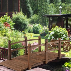 Costway Teichbrücke Gartenbrücke Dekobrücke 171,5 x 75,5 x 58 cm