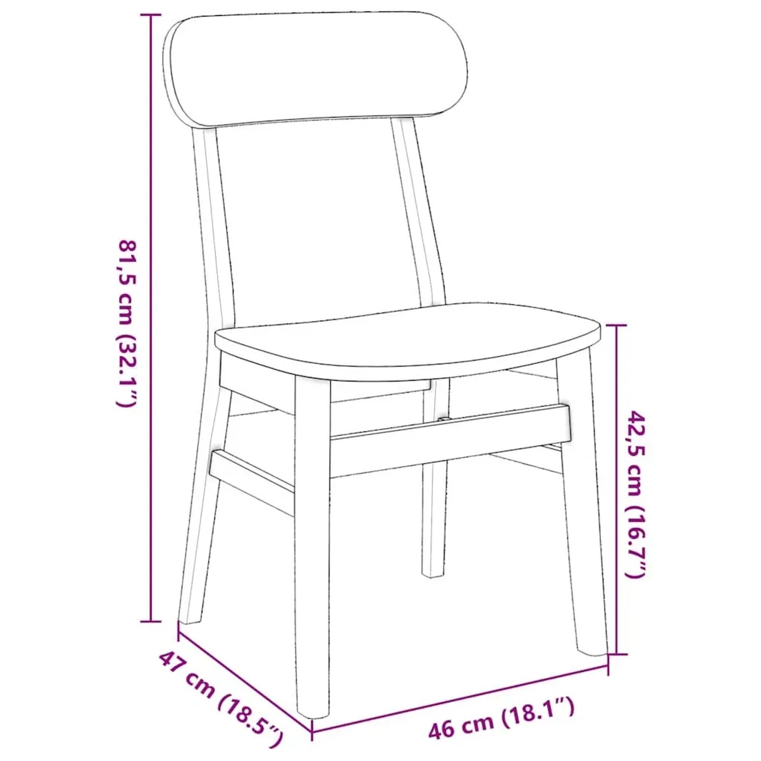 vidaXL Esszimmerstühle 2 Stk Massivholz Gummibaum 4102438_10