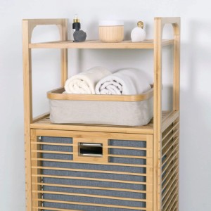 osoltus Badezimmer Box Nelson 2x Bambus Aufbewahrungskorb Beige 4 Fächer