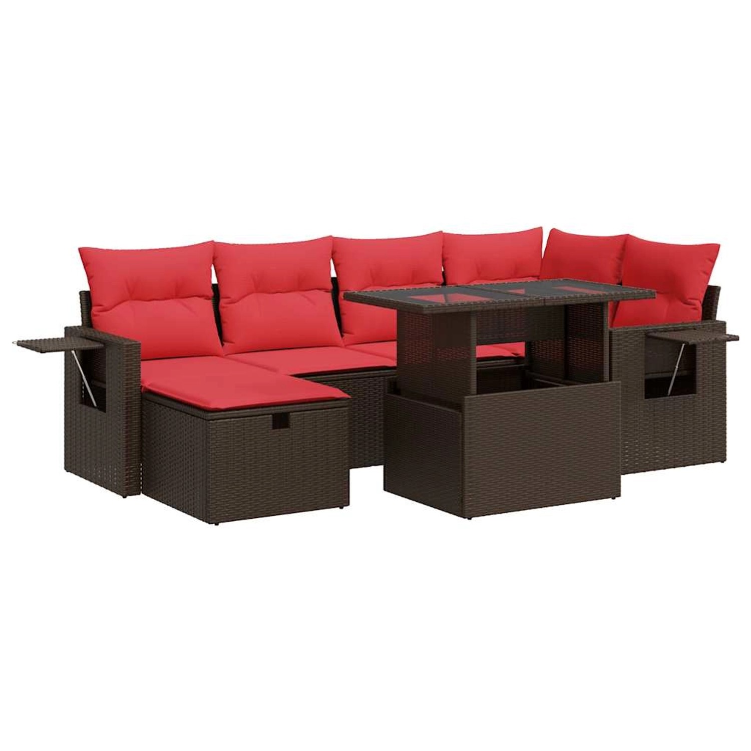 vidaXL 7-Tlg Garten-Sofagarnitur mit Kissen Braun Poly Rattan 3327864 günstig online kaufen