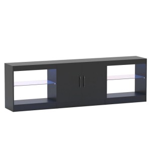Costway 3-In-1 TV-Schrank Fernsehtisch mit Led Beleuchtung Schwarz