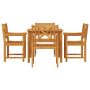 5-tlg. Garten-Essgruppe aus Akazienholz mit quadratischem Tisch und 4 Stühlen.