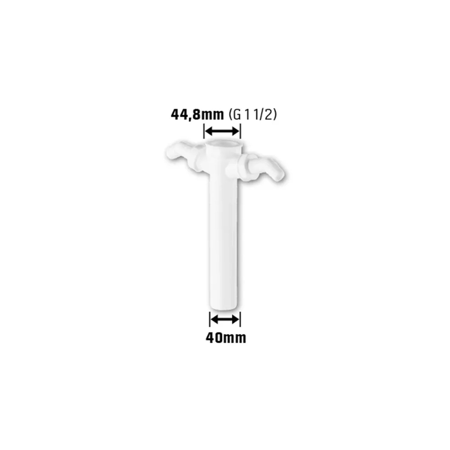 Weißes Verstellrohr (44,8 mm/G 1 1/2) aus Kunststoff für Siphonverlängerung.