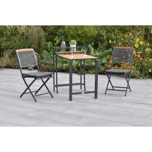 Merxx Patmos Balkonmöbel Set: Klapptisch mit 2 Stühlen und Sitzkissen. Ideal für kleine Balkone.