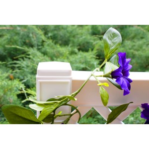 Weißes KHW Spalier 2er-Set mit lila blühender Pflanze, Rankhilfe für Garten und Terrasse.