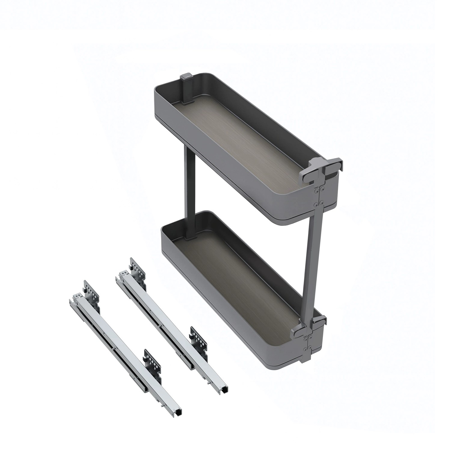 Emuca Flaschenregal Seitlich Ausziehbar Harmony mit Soft-Close Modul Breite 150 mm Höhe 800 mm Stahl und Holz Anthrazitgrau