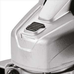 Detailaufnahme des Einhell Winkelschleifers TC-AG 115/1 mit Spindelarretierung.