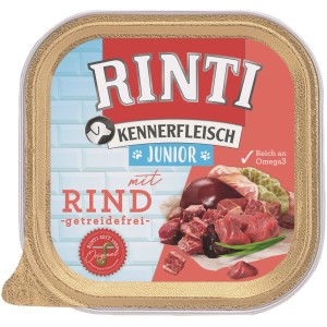 Rinti Kennerfleisch Junior Hundenassfutter mit Huhn, 300g Schale.