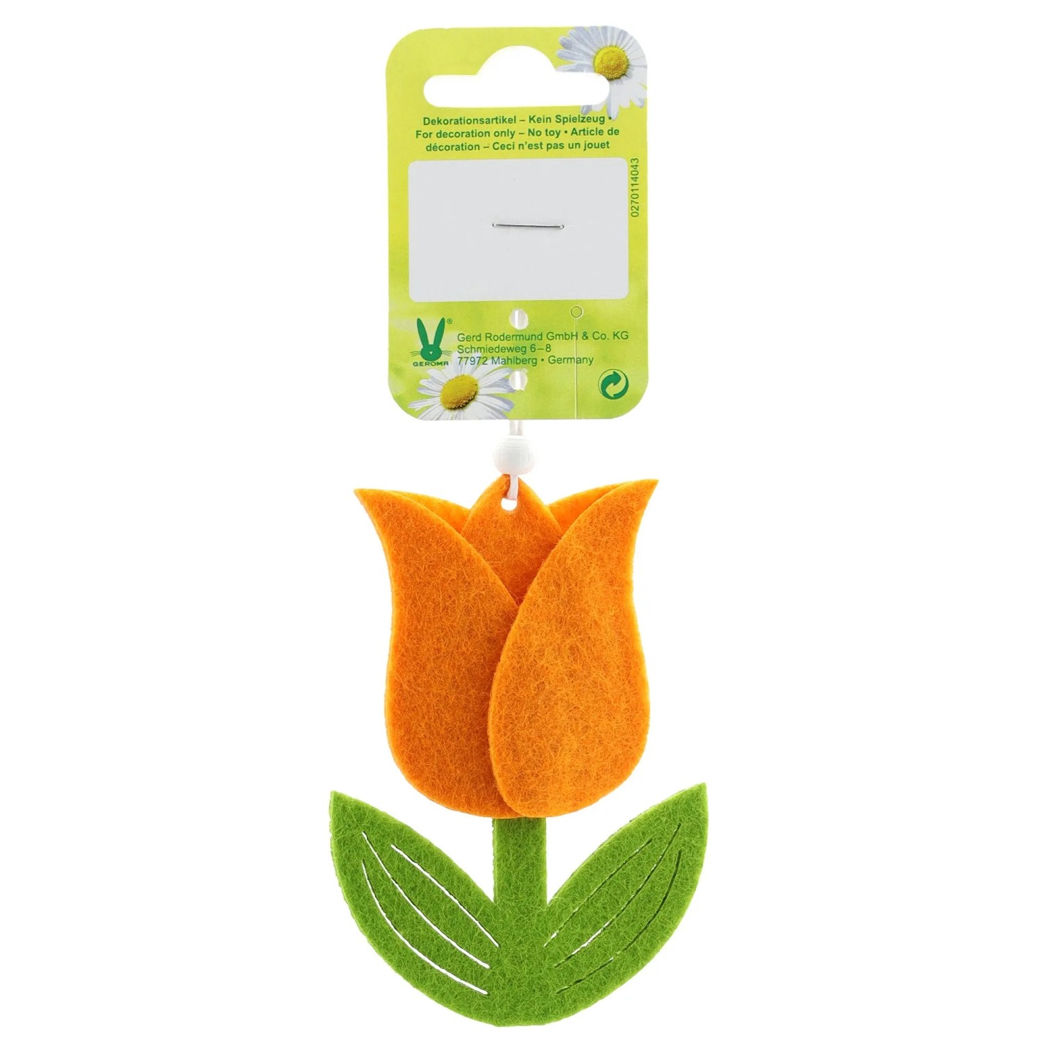 Osterdeko Blume aus Filz 9,5 cm Orange