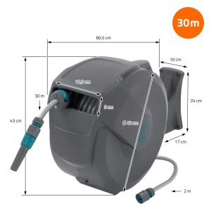 Ecd Germany Schlauchaufroller 30m Grau 180 Grad Schwenkbar Automatik