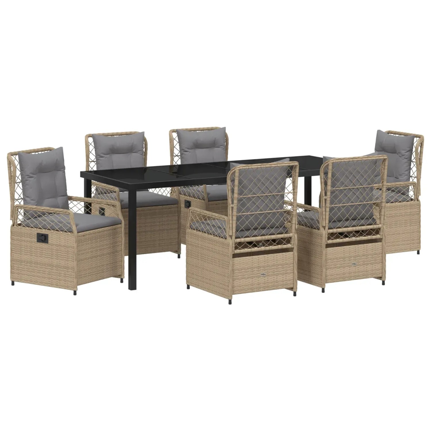 Thumbnail - vidaXL Garten Essgruppe 7-Tlg Beige Poly Rattan 3381007