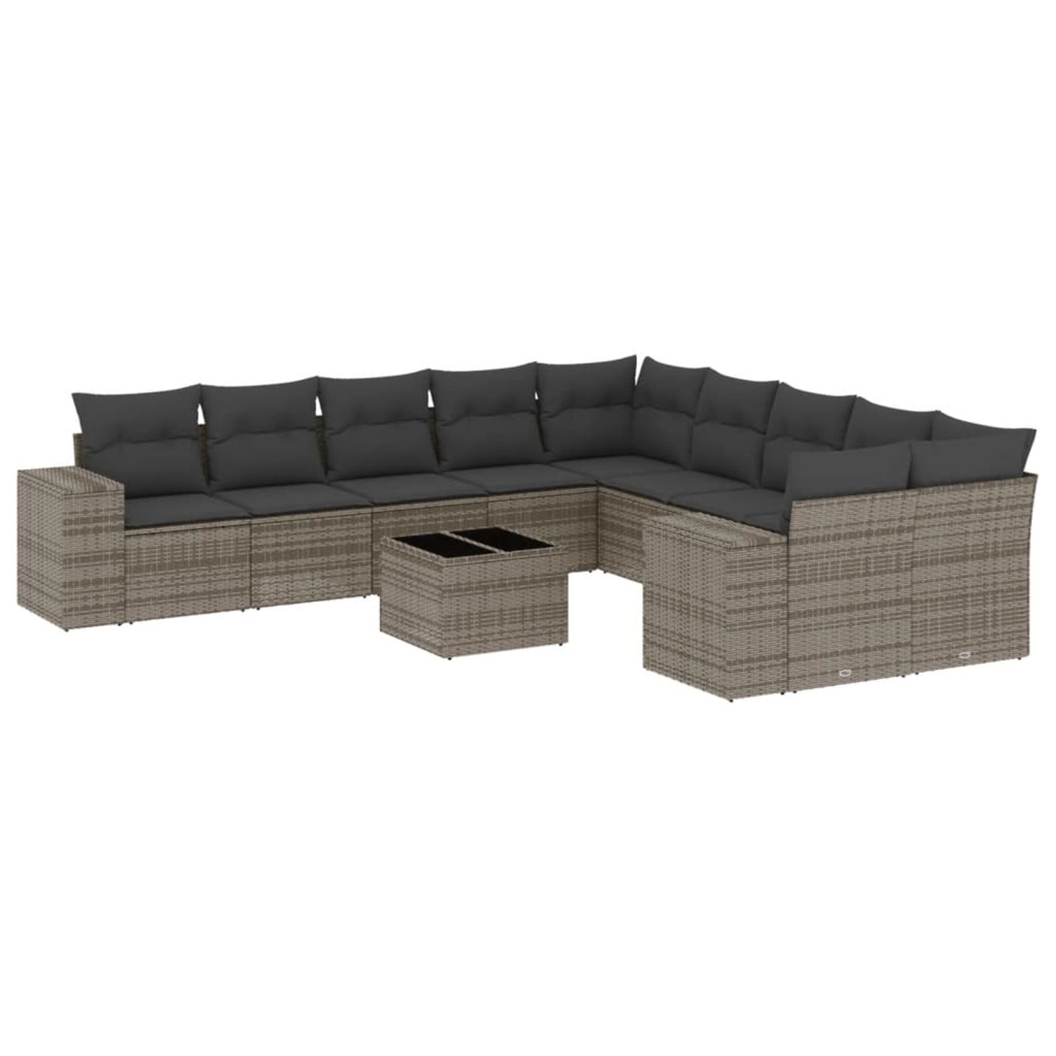 vidaXL 11-Tlg Garten-Sofagarnitur mit Kissen Grau Poly Rattan 3223119 günstig online kaufen