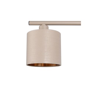 Warm beige Pendelleuchte Tommy, zylindrischer Stoffschirm mit goldfarbener Innenseite. Moderne Hängelampe.
