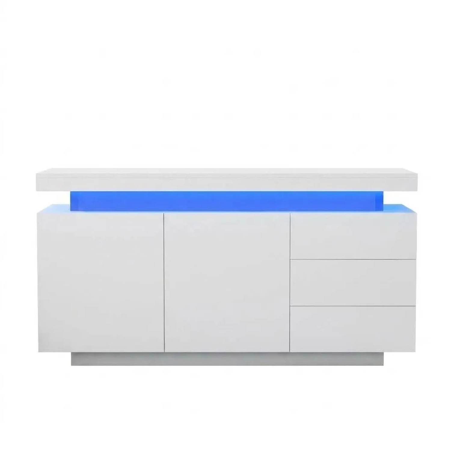 Merax Sideboard 140x35x72 cm 2 Türen 3 Schubladen LED Hochglanz Weiß