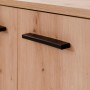 Detailansicht: Schuhschrank Logu in Eiche Artisan mit schwarzen Griffen. Moderner Schuhkipper für bis zu 24 Paar Schuhe.