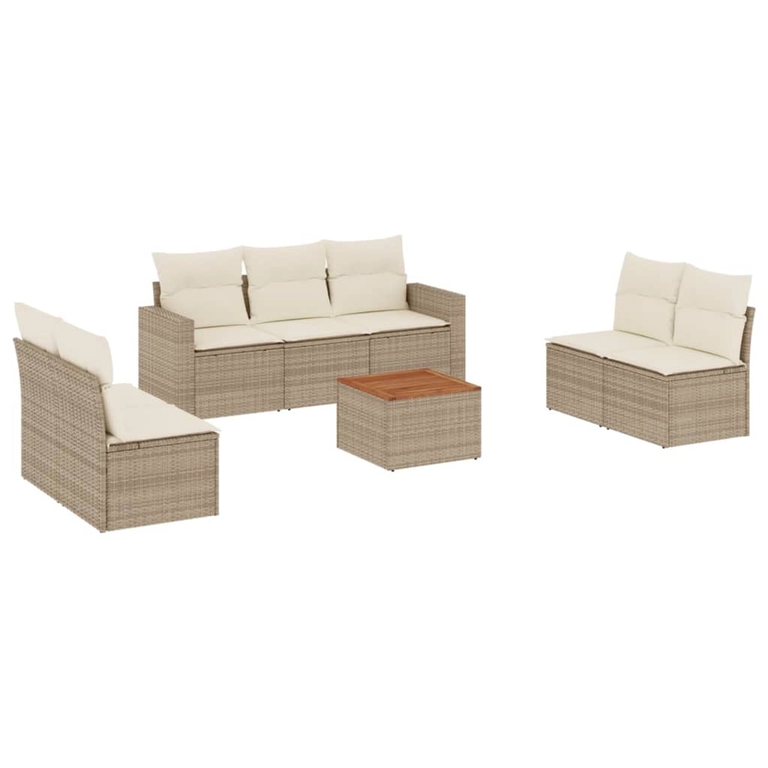 vidaXL 8-Tlg Garten-Sofagarnitur mit Kissen Beige Poly Rattan 3224077 günstig online kaufen