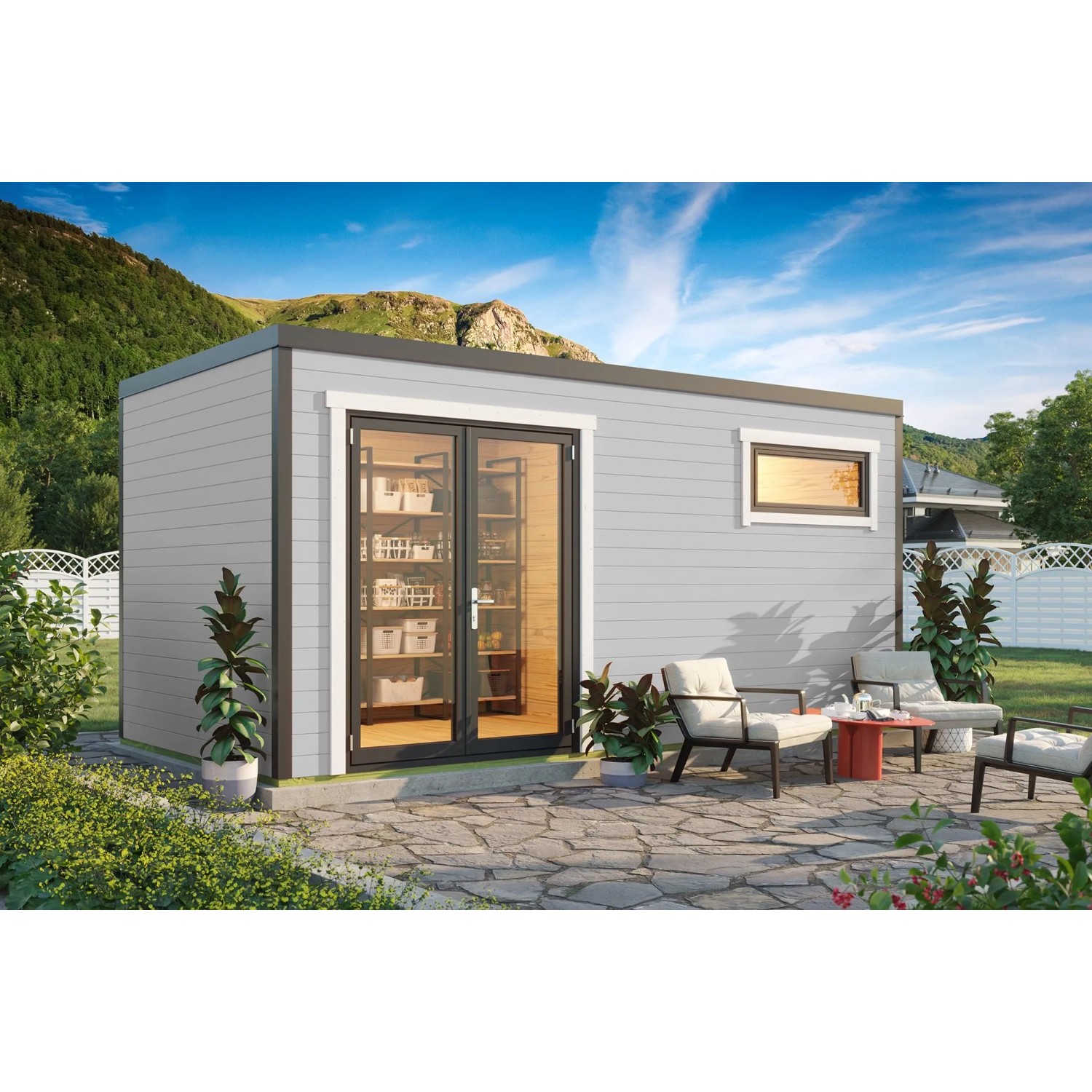 Lasita Gartenhaus Sardinia 3 Lichtgrau 500 cm x 250 cm