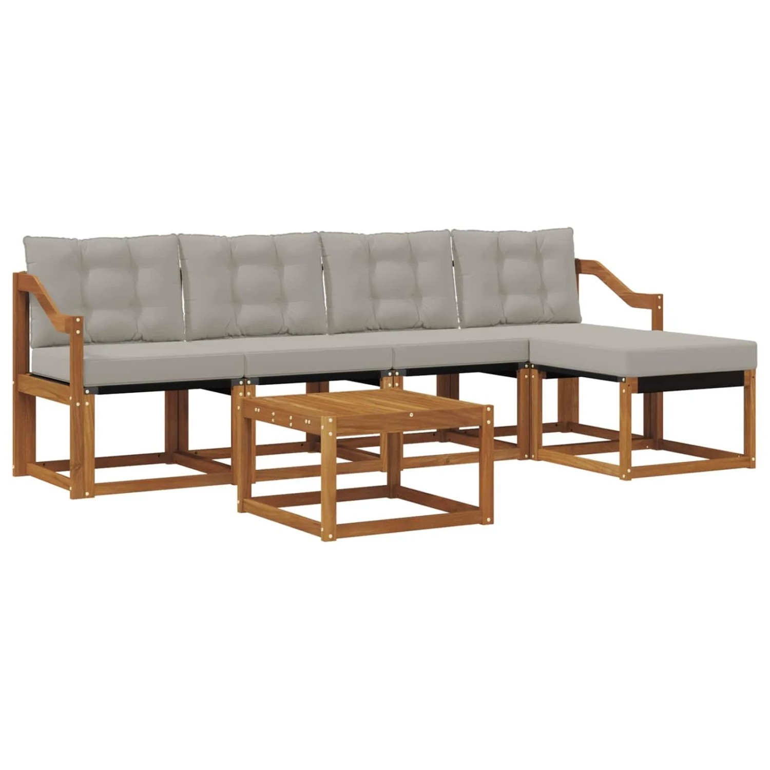 vidaXL Outdoor-Sofagarnitur mit Kissen 6-Tlg Natur und Hellgrau 3368602