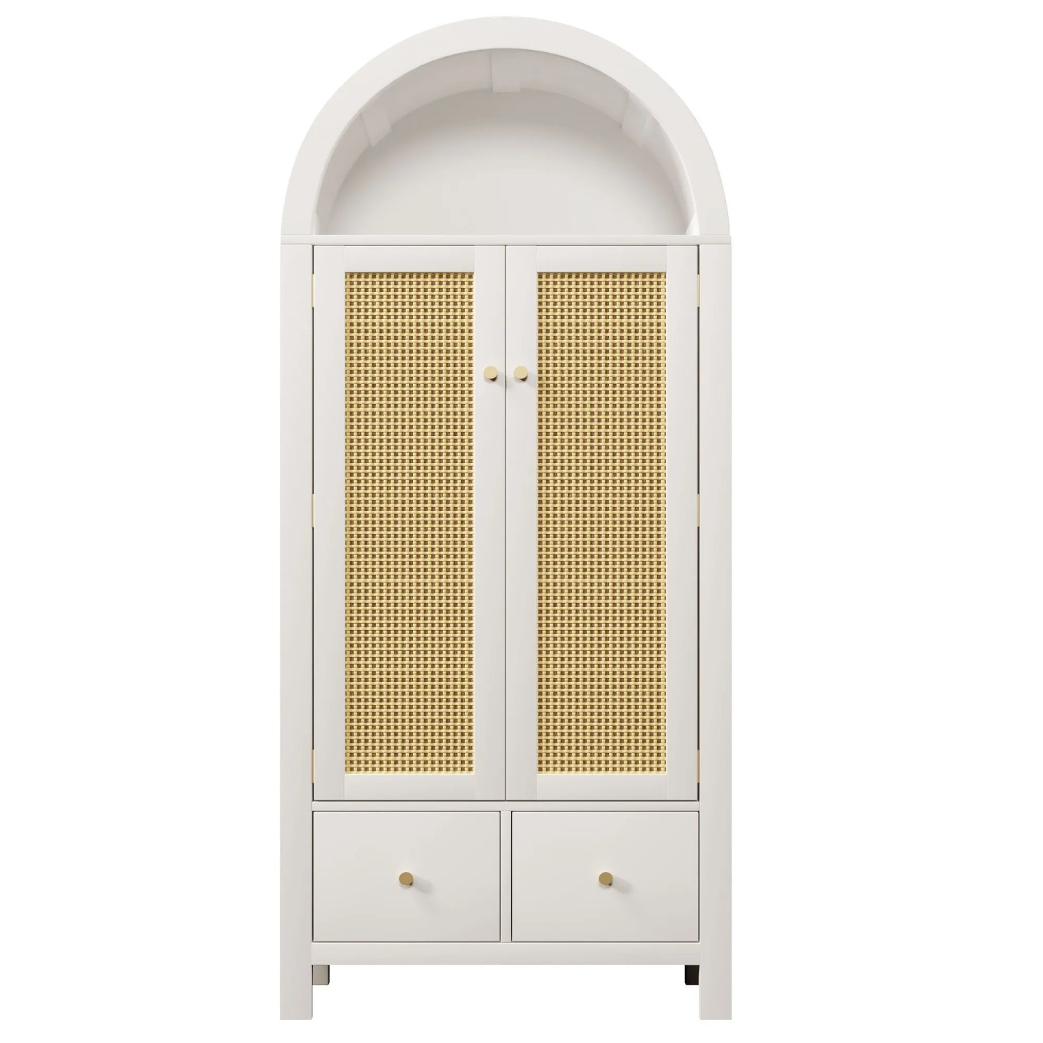 okwish Kleiderschrank mit 2 Türen 2 Schubladen Schlafzimmer 181x78x45cm Weiß