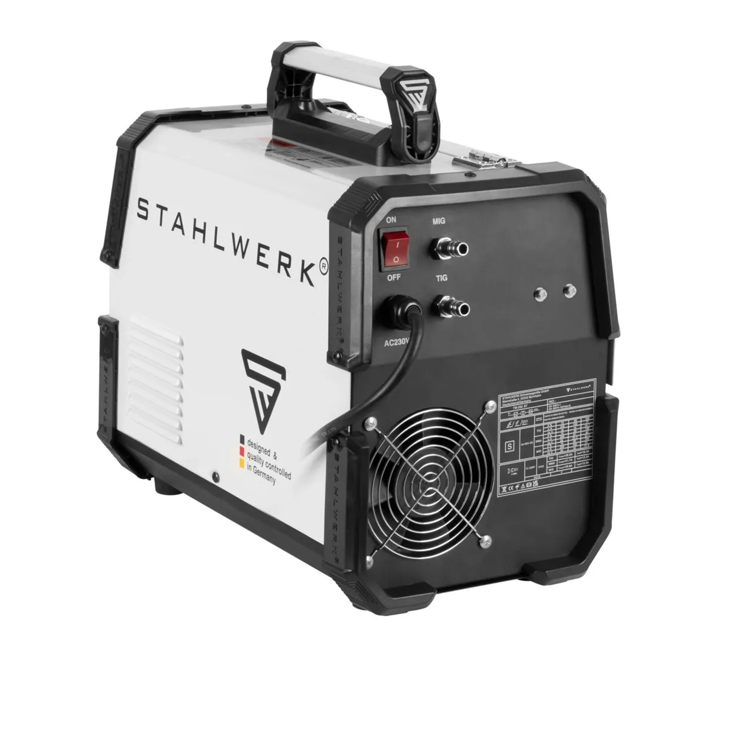 STAHLWERK Kombi-Schweißgerät MTM-200 ST 3-in-1 mit 200 A, weiß/schwarz. Kompaktes Inverter Schweißgerät.
