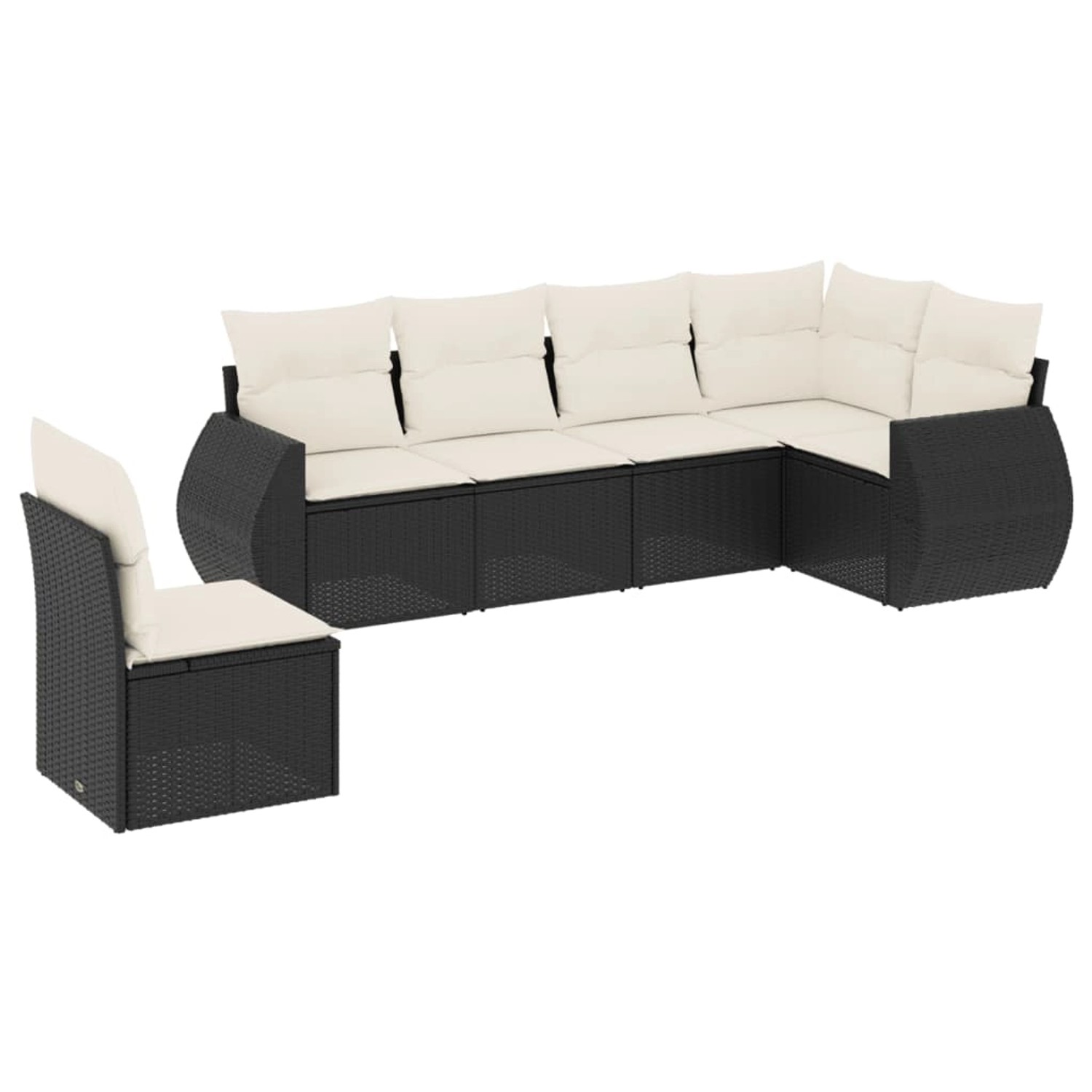 vidaXL 6-Tlg Garten-Sofagarnitur mit Kissen Schwarz Poly Rattan 3253763 günstig online kaufen