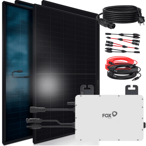 SUNNIVA Balkonkraftwerk 1840 W mit FOX ESS 800 W Wechselrichter inkl.5m Kabel 4x 460 W Solarmodule Bifazial Fullblack Glas-Glas