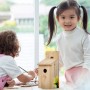 Kind bemalt Nistkasten Bausatz aus Natur-Tannenholz. DIY Vogelhaus Bastelset mit Klappdach für Kinder.
