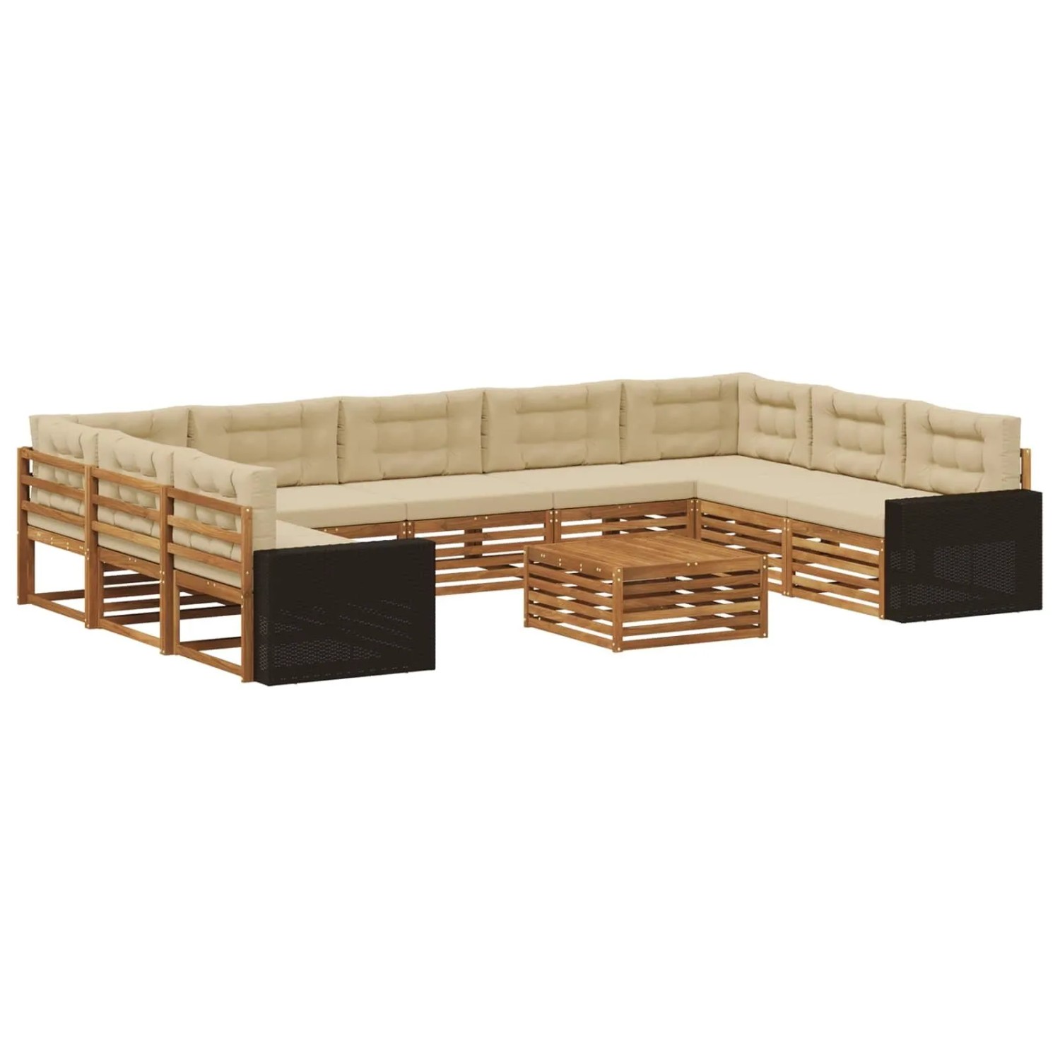 vidaXL Outdoor-Sofagarnitur 10 Stk Natur und Beige Massivholz Akazie 3383876