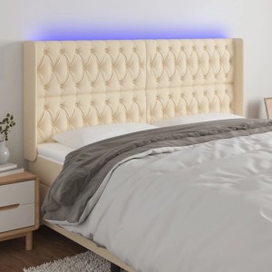 vidaXL LED Kopfteil Creme 183x16x118/128 cm Stoff 3124403