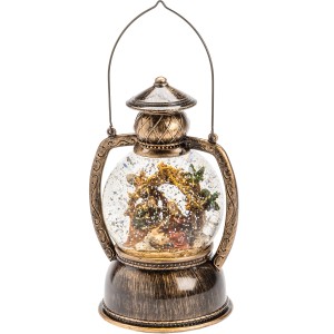 Konstsmide LED Kugellaterne mit Weihnachtskrippe, warmweiß, für Innenräume.