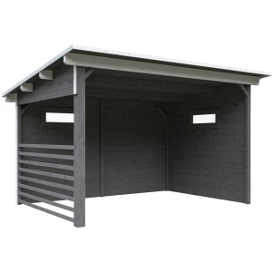 Skan Holz Unterstand Vimmerby, 370x250 cm, schiefergrau. Carport aus Fichtenholz mit Steck-Schraub-Eckverbindung.