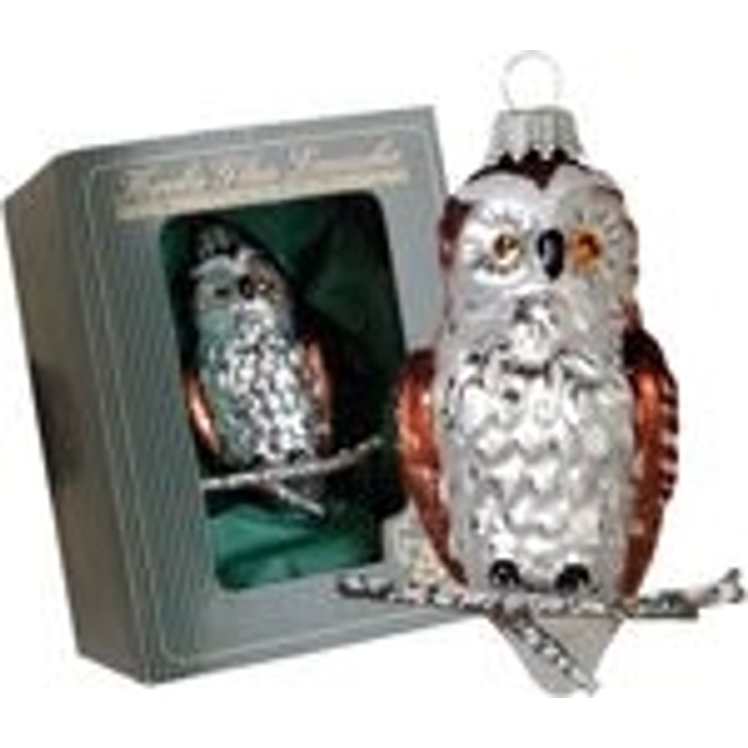 Krebs Glas Lauscha GmbH Christbaumschmuck Glas Mick kleine Eule 8cm weiß/silber 1 Stück_2