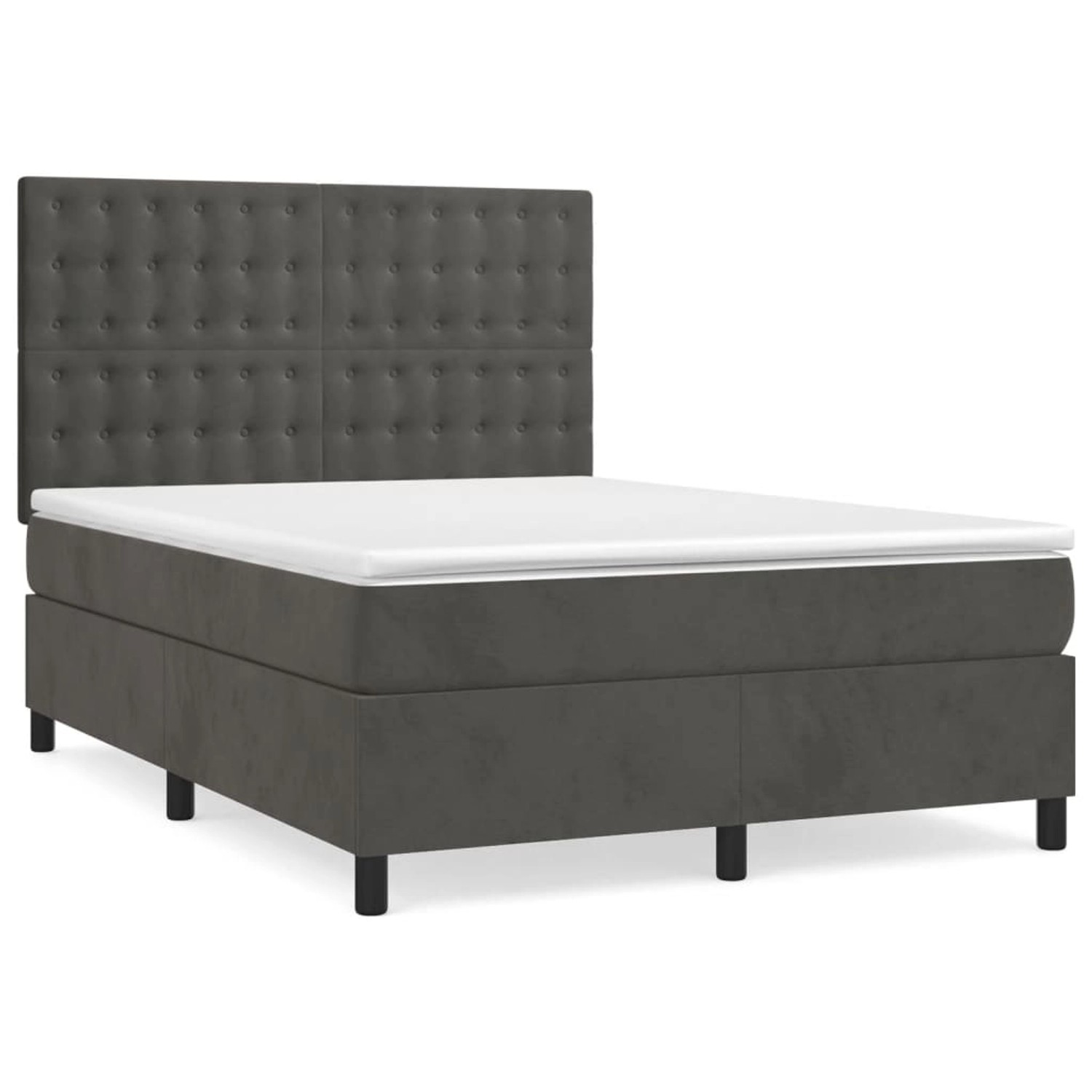 vidaXL Boxspringbett mit Matratze Dunkelgrau 140x200 cm Samt1359191 günstig online kaufen