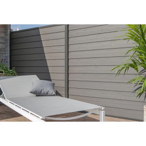 GartenLand WPC Zaun Set Schwedenprofil, 180x180 cm, anthrazit mit Holzstruktur. Sichtschutz für Garten und Terrasse.