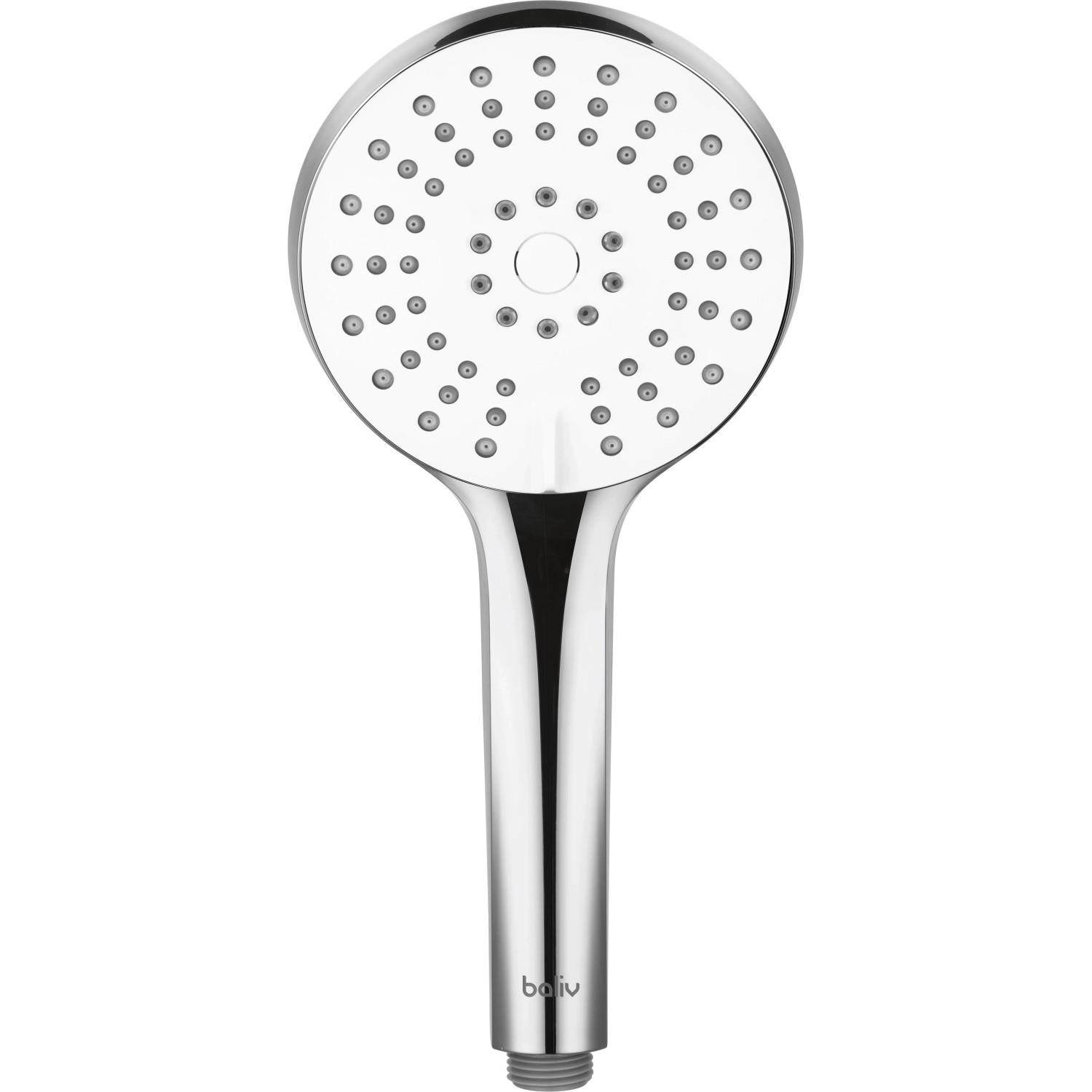 Verchromte baliv Handbrause für Brausesets, runde Form mit mehreren Strahlarten.