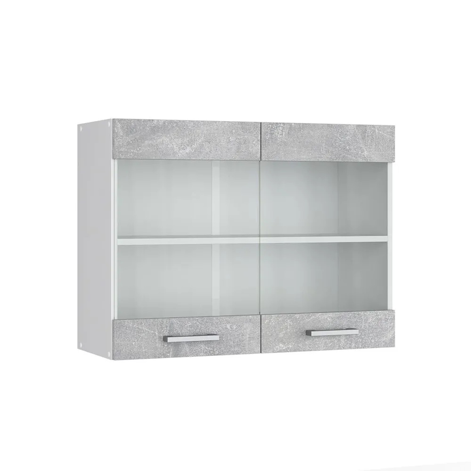 Vicco Küchenglasschrank R-Line Glashängeschrank Beton Weiß 80 cm