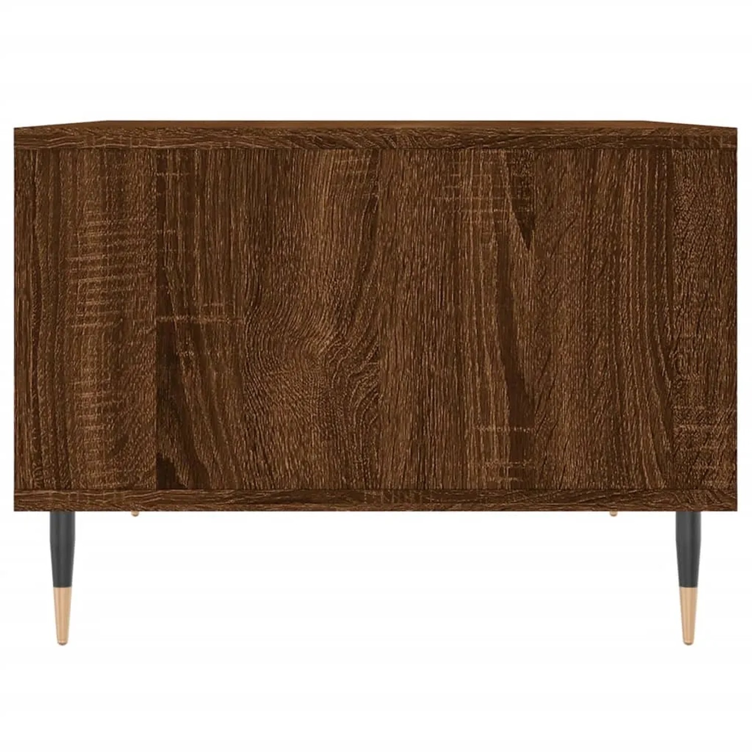 vidaXL Couchtisch, braune Eichen-Optik, Holzwerkstoff mit Metallbeinen.