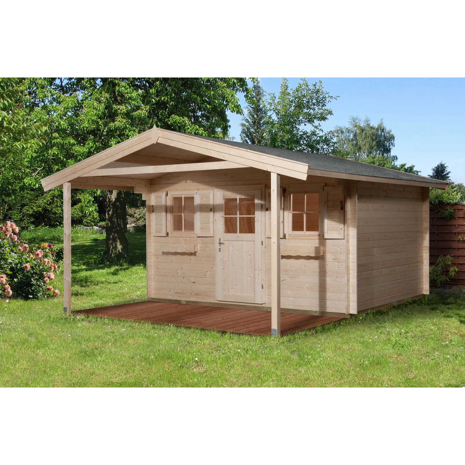 Weka Holz-Gartenhaus/Gerätehaus Satteldach Unbehandelt 590 cm