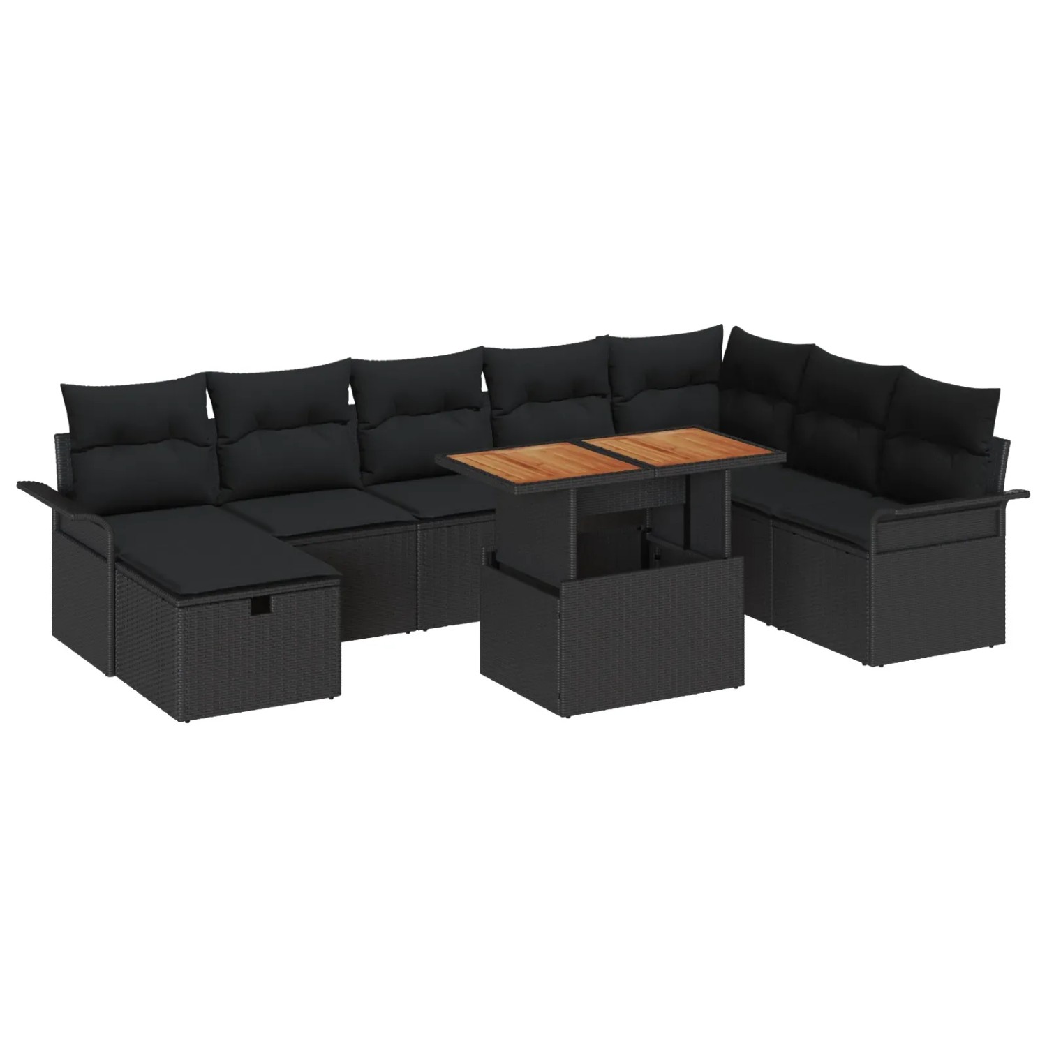 vidaXL Garten-Sofa-Set 9-Tlg Schwarz Poly Rattan 3361261
