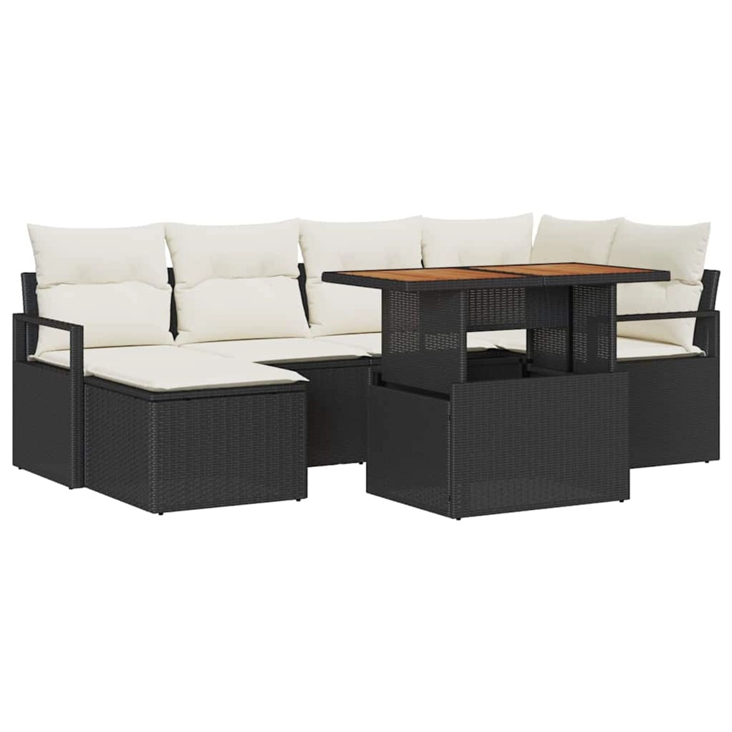 vidaXL Garten-Sofa-Set mit Speicher 7-Tlg Schwarz Poly Rattan 3358469 günstig online kaufen