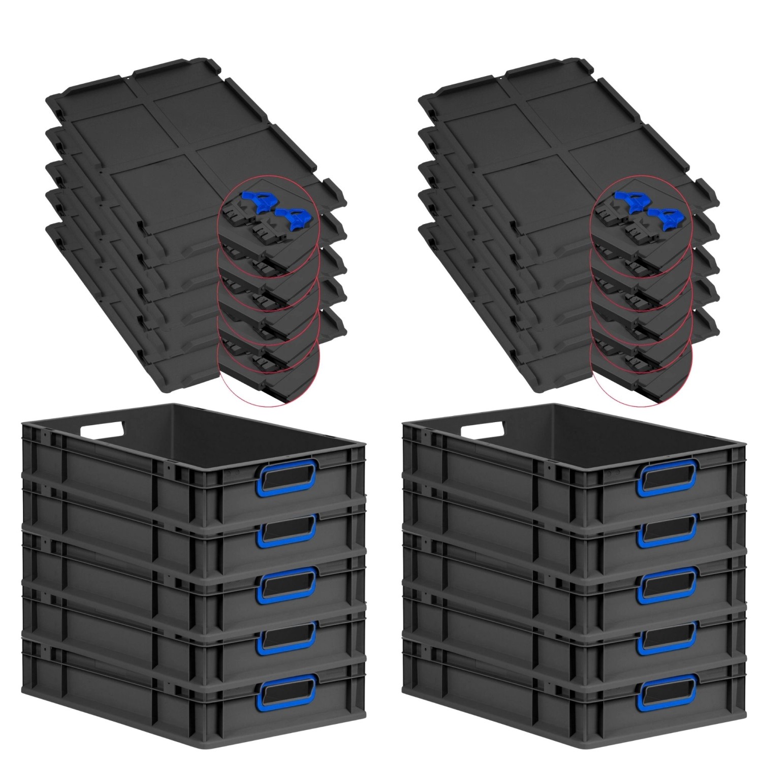 PROREGAL SuperSparSet 10x Eurobox Nextgen Color Mit Scharnierdeckel HxBxT 1 günstig online kaufen