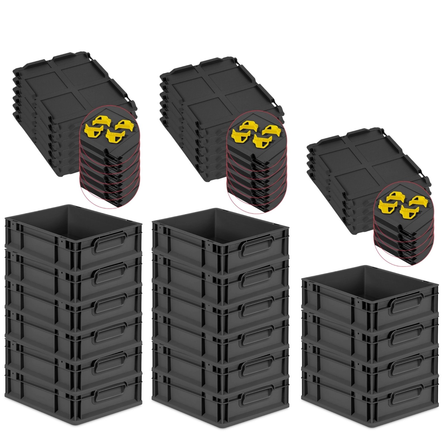 PROREGAL SuperSparSet 16x Eurobox Nextgen Grip Mit Auflagedeckel Und Gelben günstig online kaufen