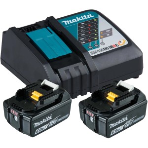 Makita Power Source Kit: 2 Akkus 18V 6Ah und Ladegerät für Elektrowerkzeuge.